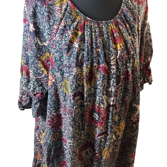 Madewell Ruffle-Sleeve Popover Mini Dress in Bali Blooms Easy fit Size XXL (18) - Picture 3 of 13